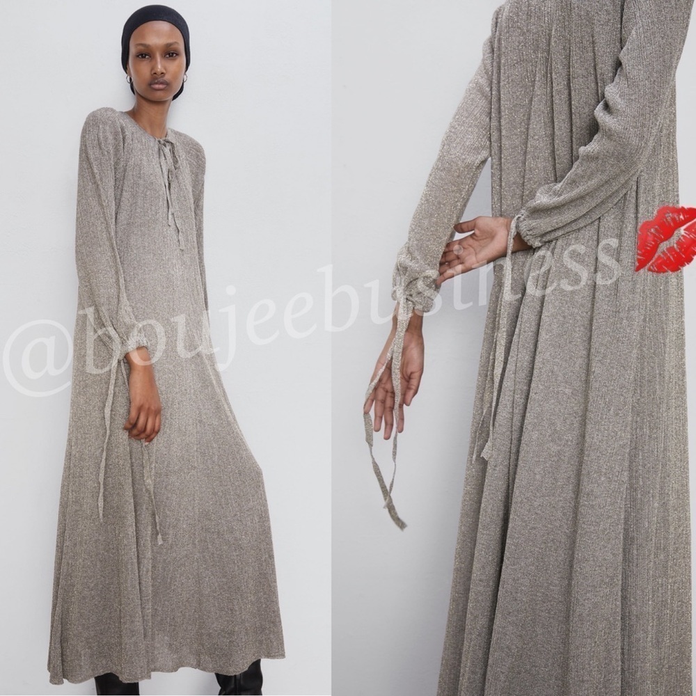 ZARA Dress with Metallic Thread - Picture 3 of 7
